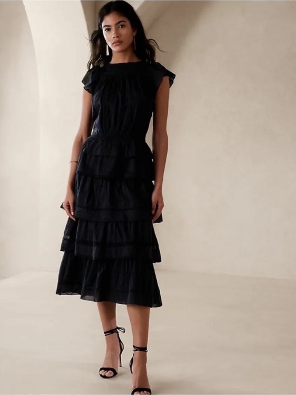 Black Tiered Ruffle Midi Dress - private listing for @dbrownr